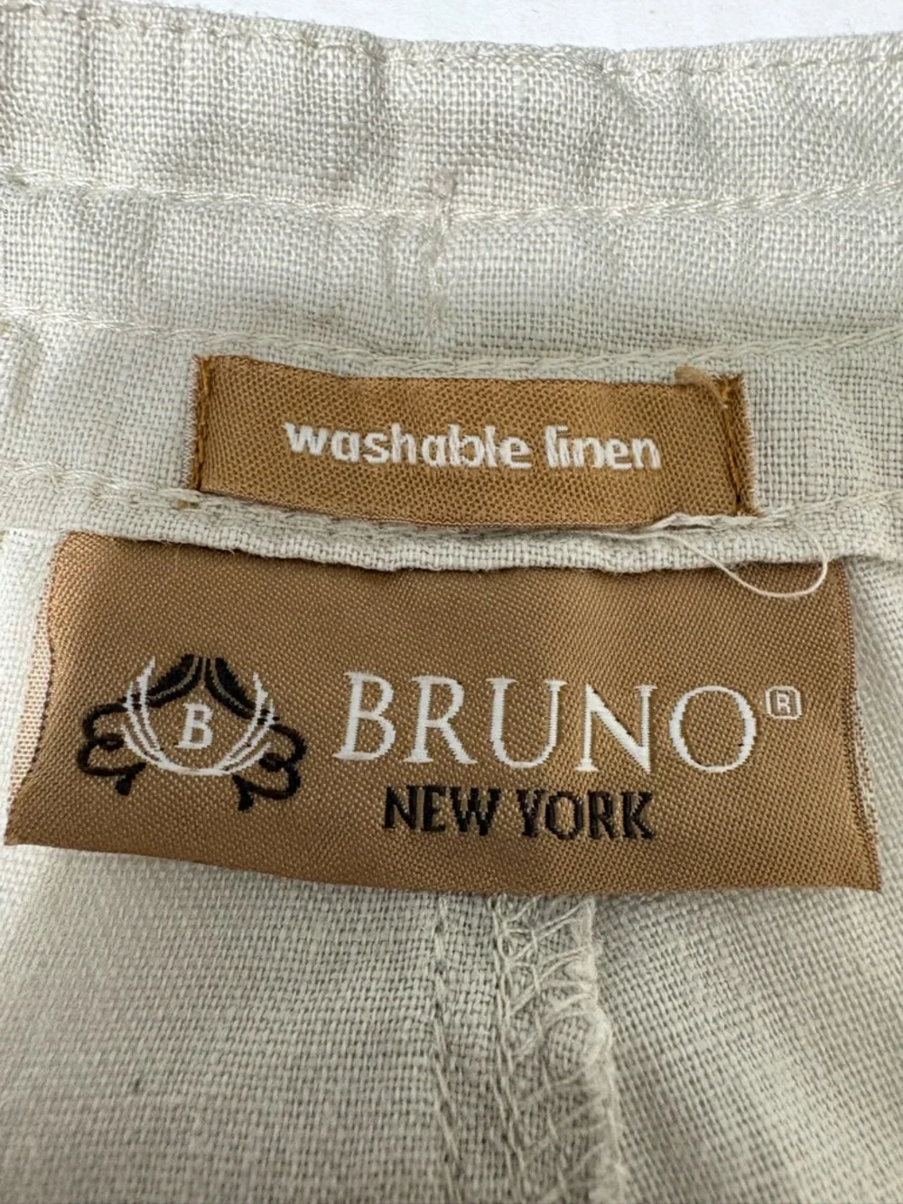 Men's Bruno New York Beige Linen Relaxed Fit Drawstring Casual Pants Pockets M‎